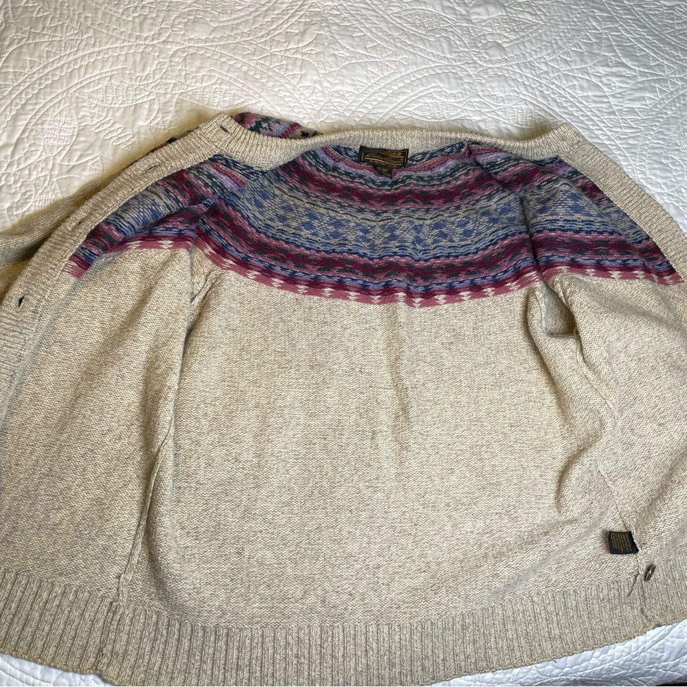 Vintage Eddie Bauer Nordic Fair Isle Wool Sweater Women’s  Size Large - Picture 5 of 10